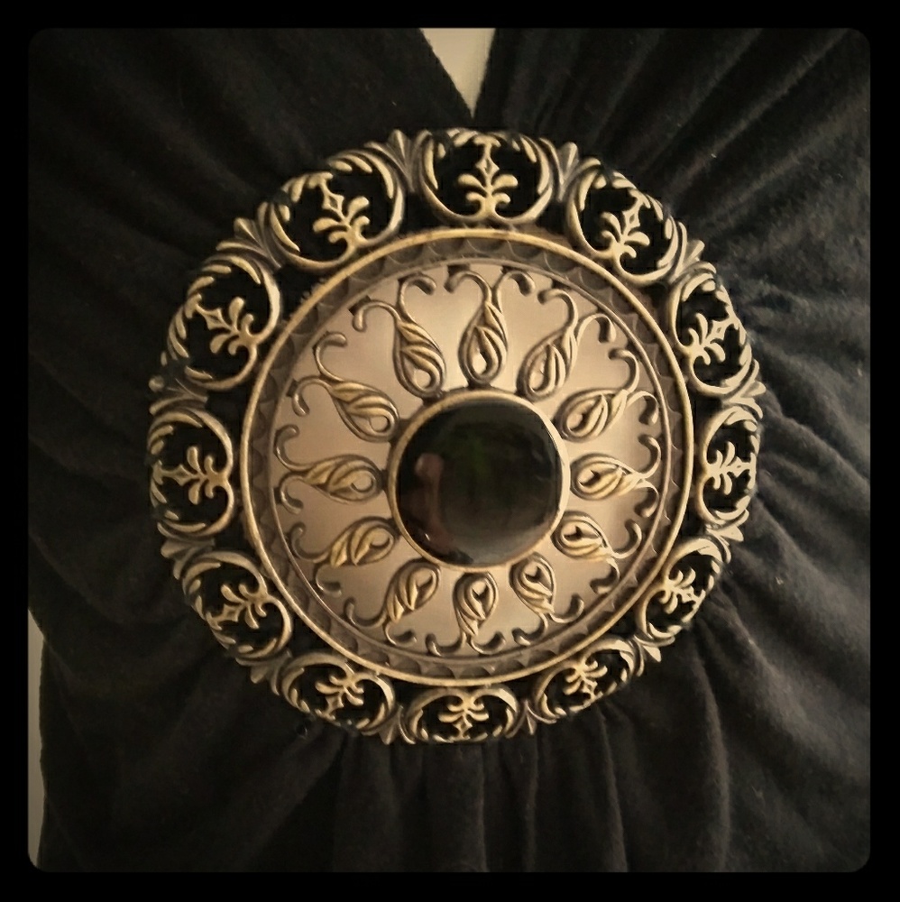 Beautiful Black Bejeweled Medallion Halter Top